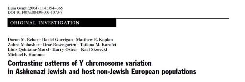 Ashkenazi Jewish Paternal Data: From Original Jewish Ancestors + European Non-Jewish White Integration
